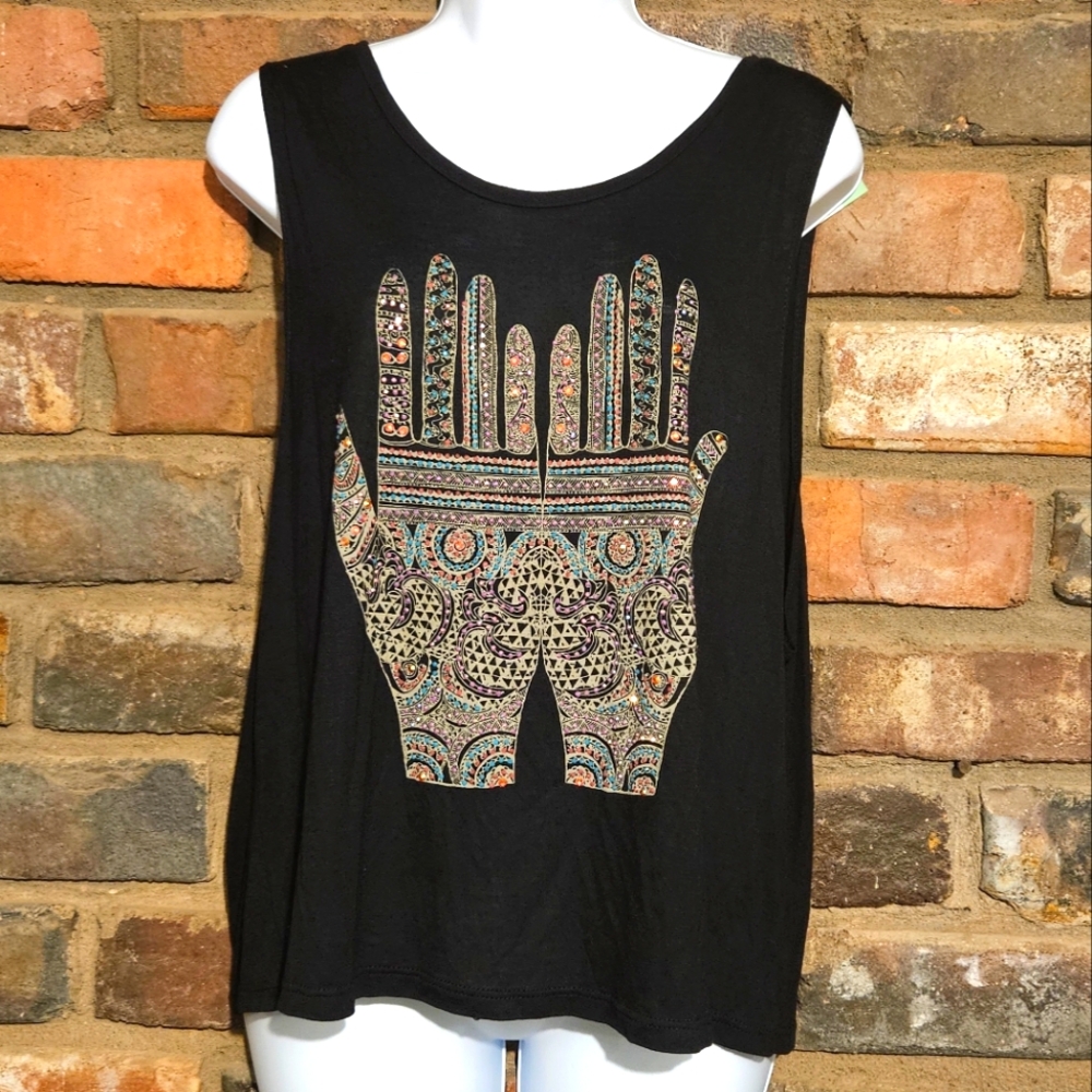 NWT Henna Tattoo Art Hands Tank Top